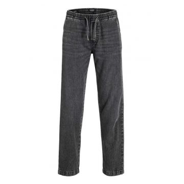Pantaloni din denim barbati  talie inalta - gri - bumbac