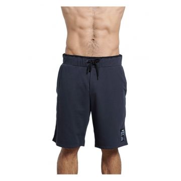 Pantaloni scurti  barbati - bleumarin - talie elastica - imprimeu - bumbac/poliester