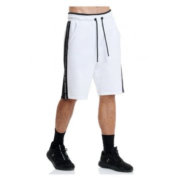 Pantaloni scurti  barbati - croiala lejera - alb/negru - bumbac/poliester -