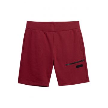 Pantaloni scurti barbati  talie elastica - 100% bumbac - culoare rosu