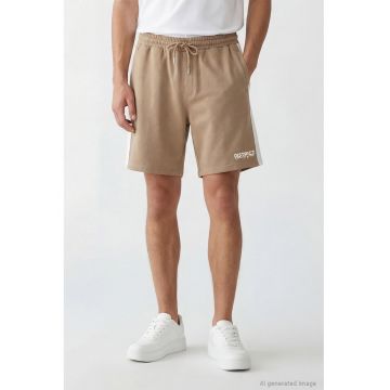 Pantaloni scurti din amestec de bumbac - Maro camel