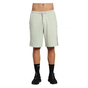 Pantaloni scurti sport barbati  model LIFE - talie elastica - imprimeu - gri - 70% bumbac - 30% poliester -