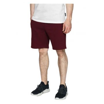 Pantaloni scurti  talie elastica - doua buzunare - visiniu - bumbac-poliester -