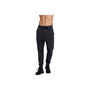 Pantaloni sport barbatesti  1212-952400 - cu elastic in talie - bumbac/poliester - negru -