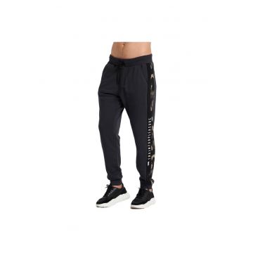Pantaloni sport barbatesti  talie elastica - 2 buzunare - bumbac/poliester - negru -