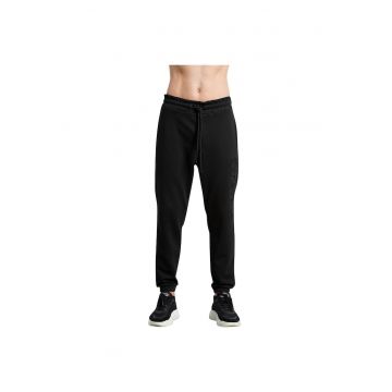 Pantaloni sport barbati  jogger - talie elastica - doua buzunare - negru - bumbac si poliester -