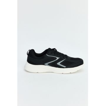 Pantofi sport low-cut cu insertii de plasa - Negru