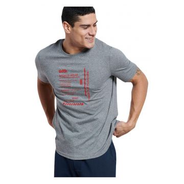 Tricou barbat Bdtk - maneca scurta - imprimeu - gri - bumbac