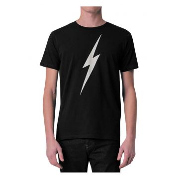Tricou barbati -  croiala regulata - imprimeu mare - negru - bumbac -