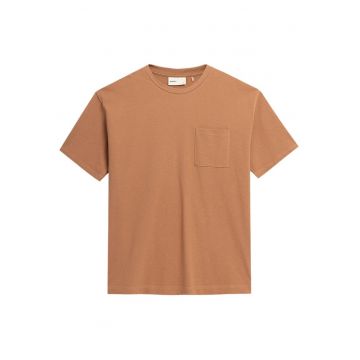 Tricou barbati  maneca scurta - decolteu rotund - buzunar piept - culoare maro - material bumbac