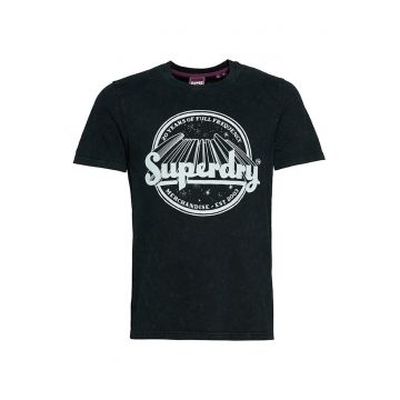 Tricou barbati Superdry - model vintage - culoare neagra - bumbac