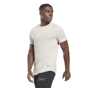 Tricou din amestec de modal cu decolteu la baza gatului - pentru antrenament - Alb