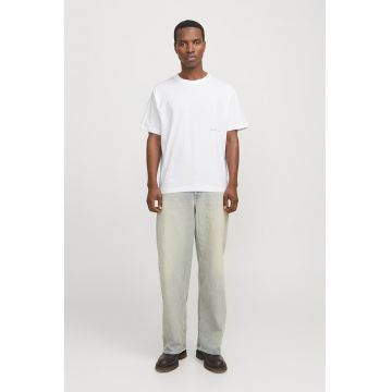 Tricou lejer de bumbac - Alb optic/Verde fistic