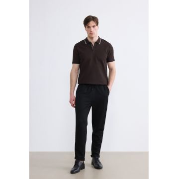 Tricou polo din amestec de bumbac - Maro inchis