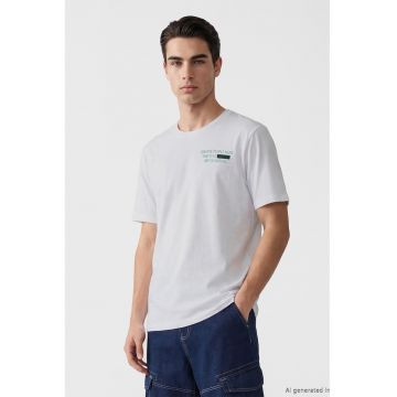 Tricou regular fit cu imprimeu - Verde/Alb optic