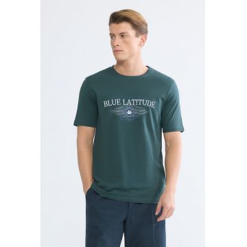 Tricou regular fit de bumbac - Alb/Verde inchis