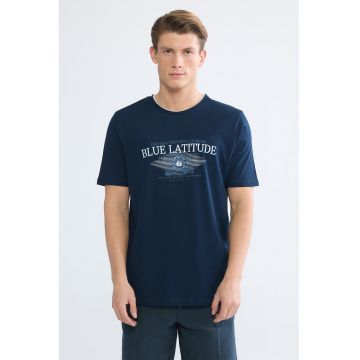 Tricou regular fit de bumbac - Bleumarin