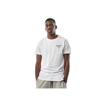 Tricou sport barbatesc  croiala dreapta - imprimeu logo - alb - bumbac