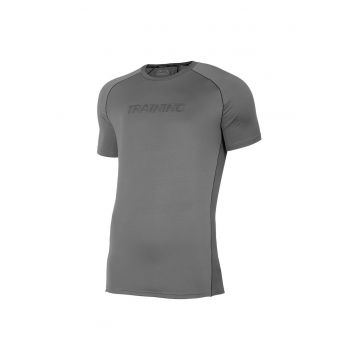 Tricou sport barbati  croiala regulata - decolteu rotund - maneci raglan - gri - poliester-elastan -