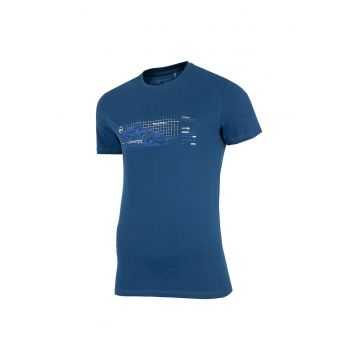 Tricou sport  barbati - imprimeu pe piept - albastru - bumbac organic -