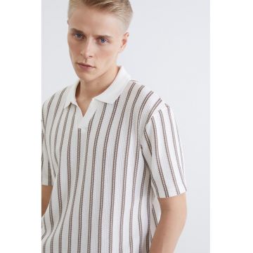 Tricou tricotat cu decolteu en-coeur - Bej