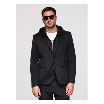 Blazer cu detalii unice din material elastic si croiala regular - Negru