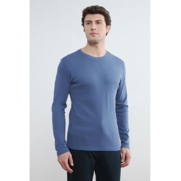 Bluza slim fit de bumbac - Albastru inchis