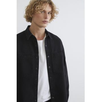 Camasa din denim cu buzunare aplicate - Negru stins