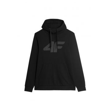 Hanorac sport barbati  interior periat - gluga reglabila - negru - bumbac -