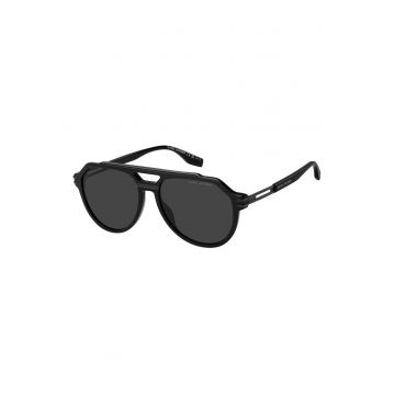 Ochelari de soare aviator cu lentile uni - Negru/Gri inchis