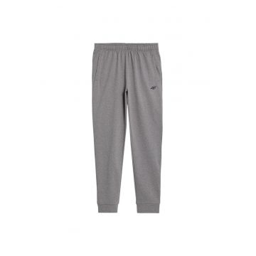Pantaloni de trening pentru barbati -  4FAW23TFTRM350 - poliester/elastan - gri -