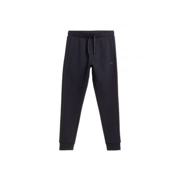Pantaloni de trening pentru barbati -  4FAW23TTROM452 - poliester/bumbac - negru