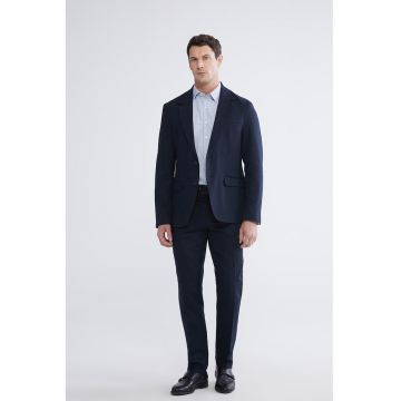 Pantaloni eleganti de bumbac si in - Bleumarin