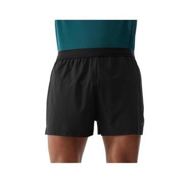 Pantaloni scurti barbati  croiala regulata - talie elastica - negru - poliester-elastan -