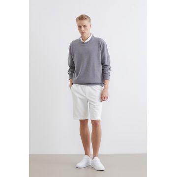 Pantaloni scurti cu buzunare oblice - Alb