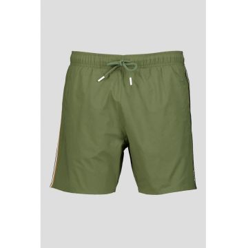Pantaloni scurti de baie cu benzi laterale contrastante Iconic - Verde masliniu