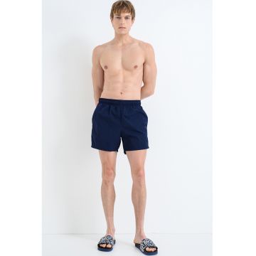 Pantaloni scurti de baie cu buzunar pe partea din spate - Bleumarin
