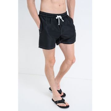 Pantaloni scurti de baie cu buzunare laterale - Negru