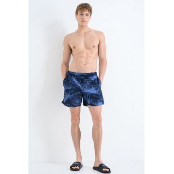 Pantaloni scurti de baie cu imprimeu - Albastru indigo