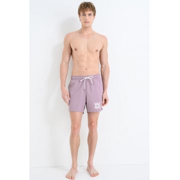 Pantaloni scurti de baie cu imprimeu logo - Lila