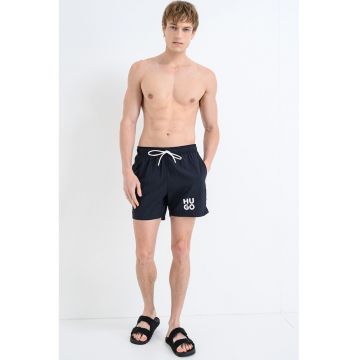 Pantaloni scurti de baie cu imprimeu logo - Negru