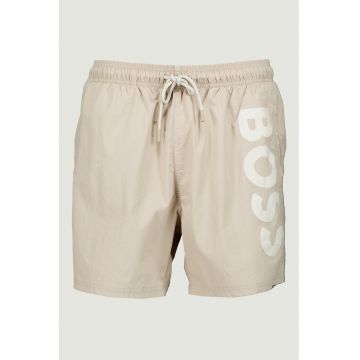 Pantaloni scurti de baie cu imprimeu logo Octopus - Maro taupe deschis