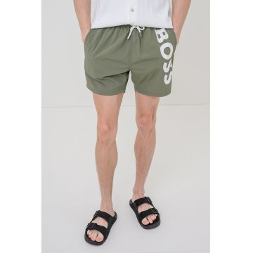 Pantaloni scurti de baie cu imprimeu logo Octopus - Verde masliniu