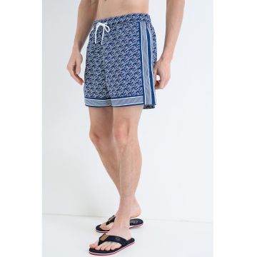 Pantaloni scurti de baie cu model - Alb/Bleumarin