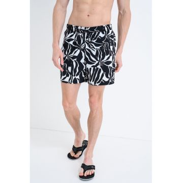 Pantaloni scurti de baie cu model - Alb/Negru