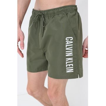 Pantaloni scurti de baie cu model logo - Kaki