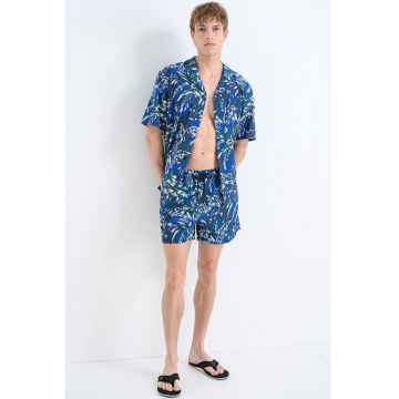 Pantaloni scurti de baie cu model si buzunare laterale - Multicolor