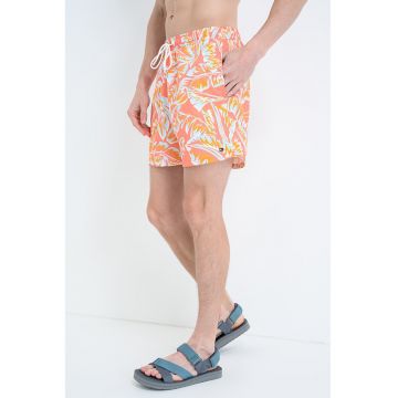 Pantaloni scurti de baie cu model si buzunare laterale - Portocaliu/Roz/Albastru deschis