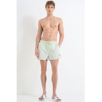 Pantaloni scurti de baie cu snur - Alb/Verde lime