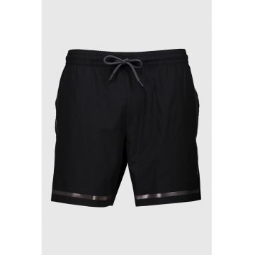 Pantaloni scurti de baie cu snur si benzi contrastante - Negru